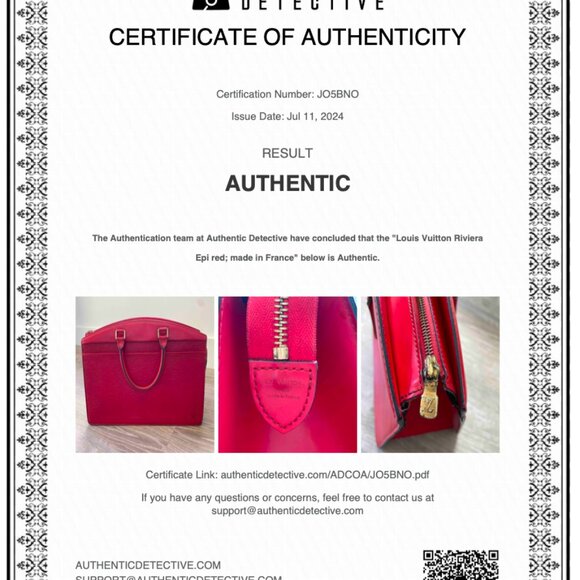 Louis Vuitton Riviera Vanity Tote - Vintage Red Epi Leather w/ COA - Picture 16 of 16